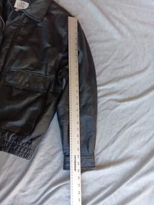Vtg Ash Creek Trading Mens Black Leather Bomber Jacket Size Large
