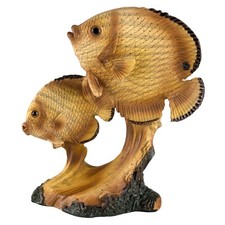 Tropical Fish Faux Carved Wood Look Figurine Resin 4.25 Inch High New