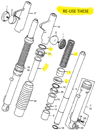 NEW SUPER DUTY FRONT FORK (SET 2) 50% STIFFER CT90K2 TO 1979 ALL CT110'S (HDFFK) - Picture 5 of 6