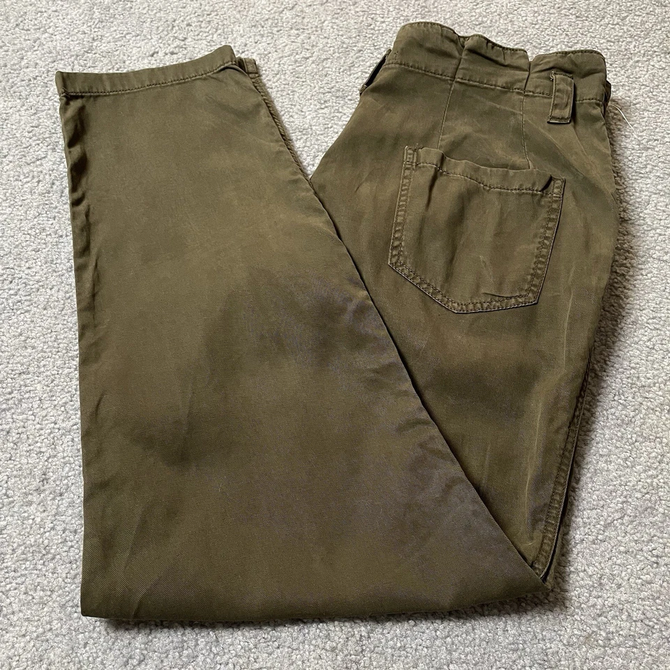 Pantalones Maurices Pierna Recta Talla 12 Verde Oliva Mezcla Tencel Bolsillos Informales Modernos Foto 2 de 4