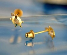 14k Yellow or White Gold Turtle CZ Stud Earring