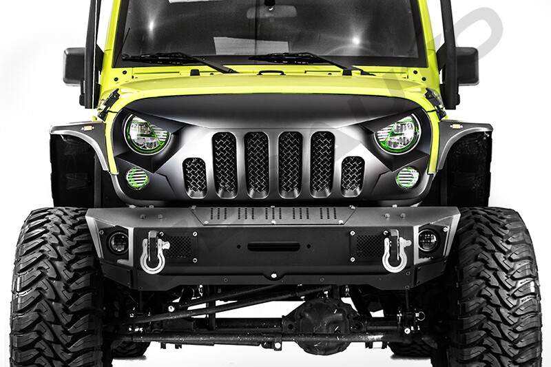 Matte Black Skull Style Front Replacement Grille fit for 07-18 Jeep Wrangler JK