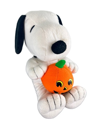 Snoopy Peanuts Halloween Plush 14" Stuffed Snoopy Dog Jack O Lantern Pumpkin