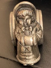 Antique Heavy Silver Plate Little Girl W/ Hands In A Muff Napkin Ring-Detailed!