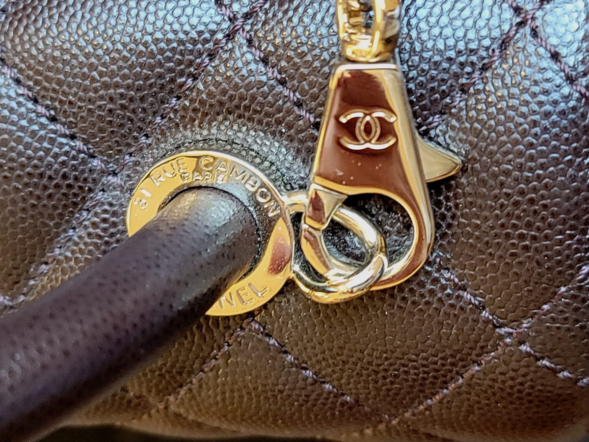 Authentic CHANEL Large Top Handle Flap Bag Matelasse Coco Handle