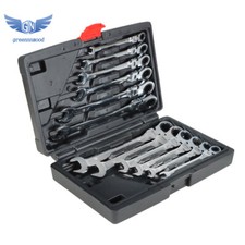 12pc Metric Flexible Head Ratcheting Wrench 8-19mm Combination Spanner Tool Set 12pc Metric Flexible Head Ratcheting Wrench 8-19mm Combination Spanner Tool Set - Image 1