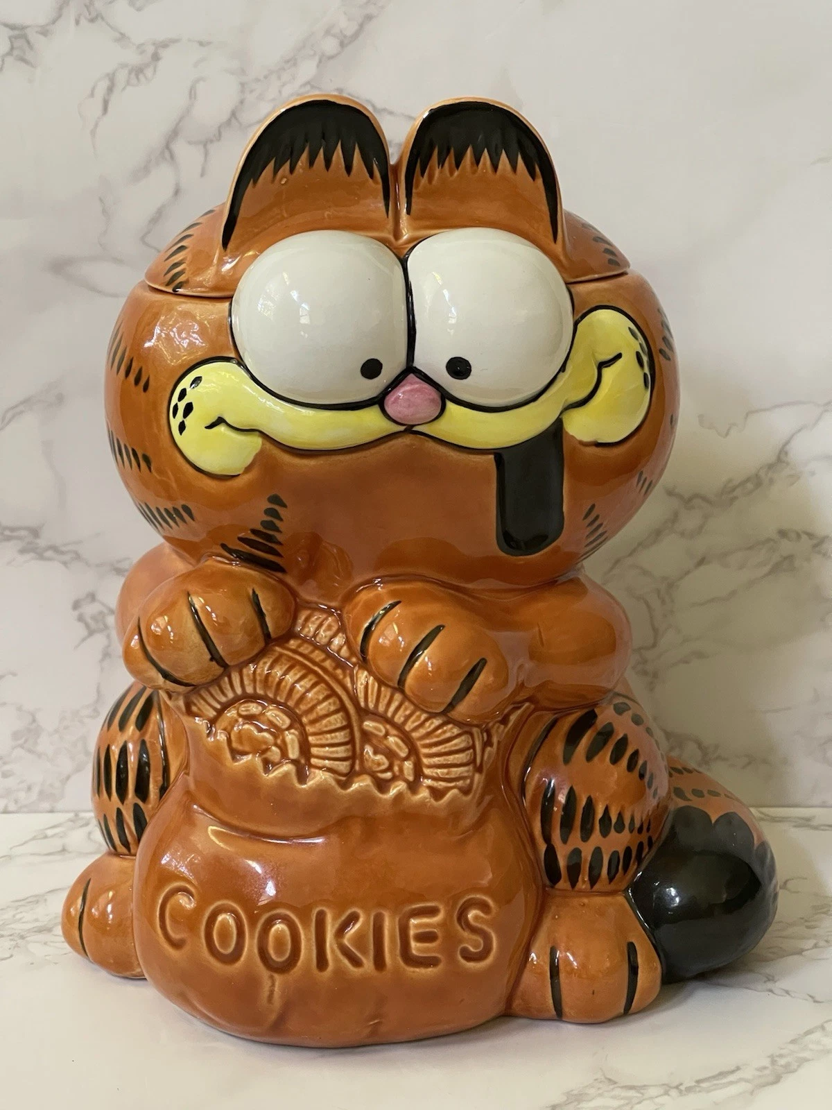 VTG Enesco Ceramic Garfield Cookie Jar Mine All Mine 8.5" Tall READ