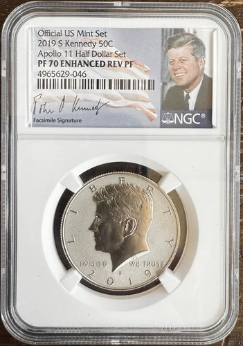 Official US Mint Set 2019 S Kennedy 50C Apollo 11 Half Dollar ENHANCED REV PF70