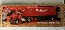 Vint- Ertl 1954 GMC Series 950 Budweiser Diecast Semi Truck Coin Bank-1/25-NIB 