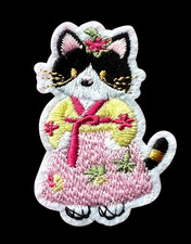 Cute Cartoon Cat iron on Embroidery patch 2 1/2 x 1 3/4 inch