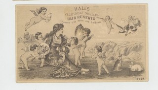 Mr Fancy Cancel Halls Vegetable Sicilian Hair Renewer Ad Card #569