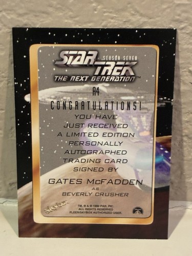 1999 Skybox Star Trek Next Generation Season 7 Gates McFadden #A4 Auto Autograph - Picture 2 of 2