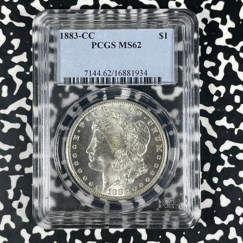 1883-CC U.S. $1 Morgan Dollar PCGS MS62 Lot#G1909 Silver! Nice UNC!