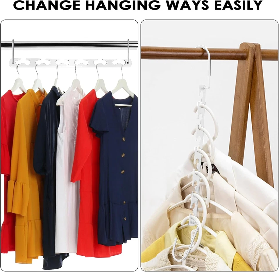 8 Pezzi Grucce Salvaspazio, Magici Organizer Armadio, Appendini Armadio, Appendi - Immagine 3 di 4