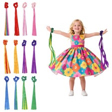 12 PCS Rainbow Dance Ribbons Hand Held Rhythm Streamers Gymnastics Multicolor