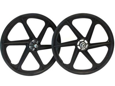 old bmx SKYWAY tuff wheel2 前後 未使用品 ブラック Skyway 6 Spoke Tuff Wheels Old School BMX 20 Inch Pair Black Blue