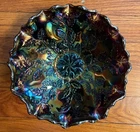 Vintage Fenton Holly Art Glass Amethyst Carnival Ruffled Edge Bowl 8.5"
