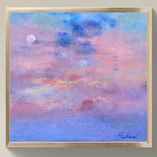 Original Fine Art Painting 12x12 | Signed Canvas | Impressionist Sky Landscape