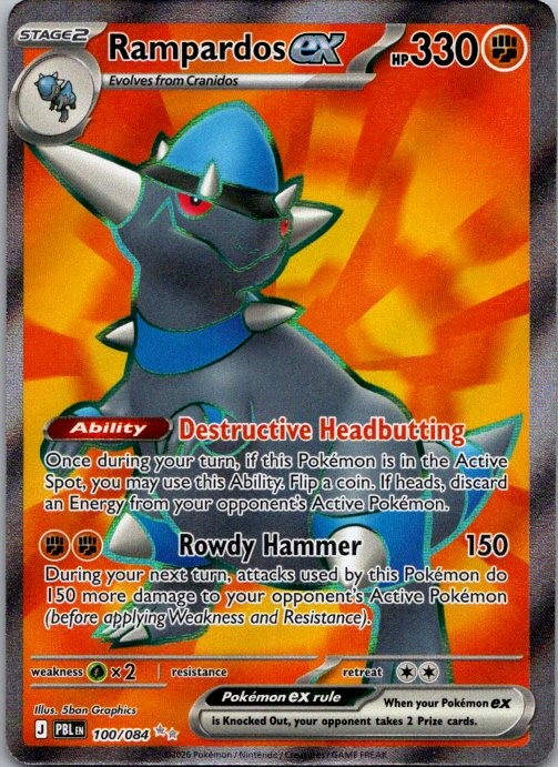 Rampardos ex Holo Ultra Rare ME05: Pitch Black 100/084 NM