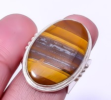 Tiger Eye Yellow Handmade Gemstone 925 Sterling Silver Handmade Ring s.7 A336