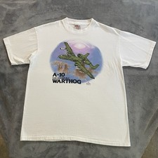 VTG 90s Single Stitch T-Shirt Mens Large A-10 Warthog Army Military Jet USA Made