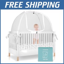 Baby Crib Tent with Auto-Lock Zipper, Black Mesh