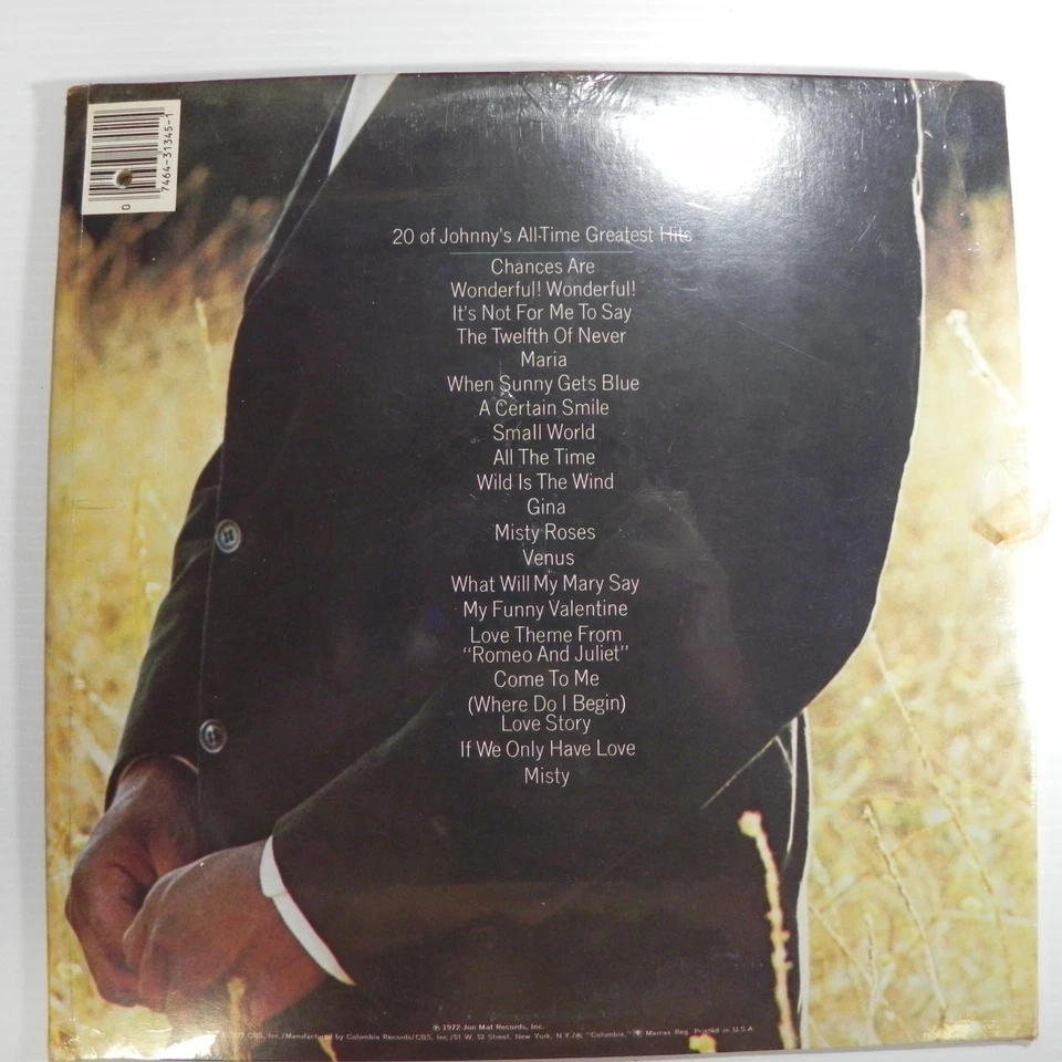 Johnny Mathis All-Time Greatest Hits 2LP SEALED Columbia PG 31345 1972 Cutout - Image 3 of 3