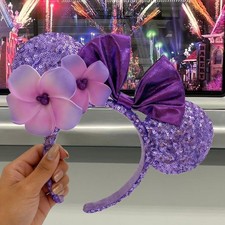 US Purple Plumeria Aulani Hawaii Disney-Resort Minnie Ears Disney-Parks Headband