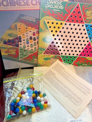 Vintage 1988 Pressman Chinese Checkers Marbles Board Game COMPLETE 60 marbles