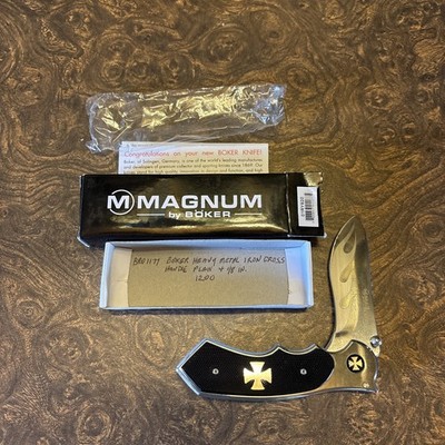 Boker Magnum Heavy Metal  Knife Black  Cross Flame Blade 01RY920 OPEN BOX