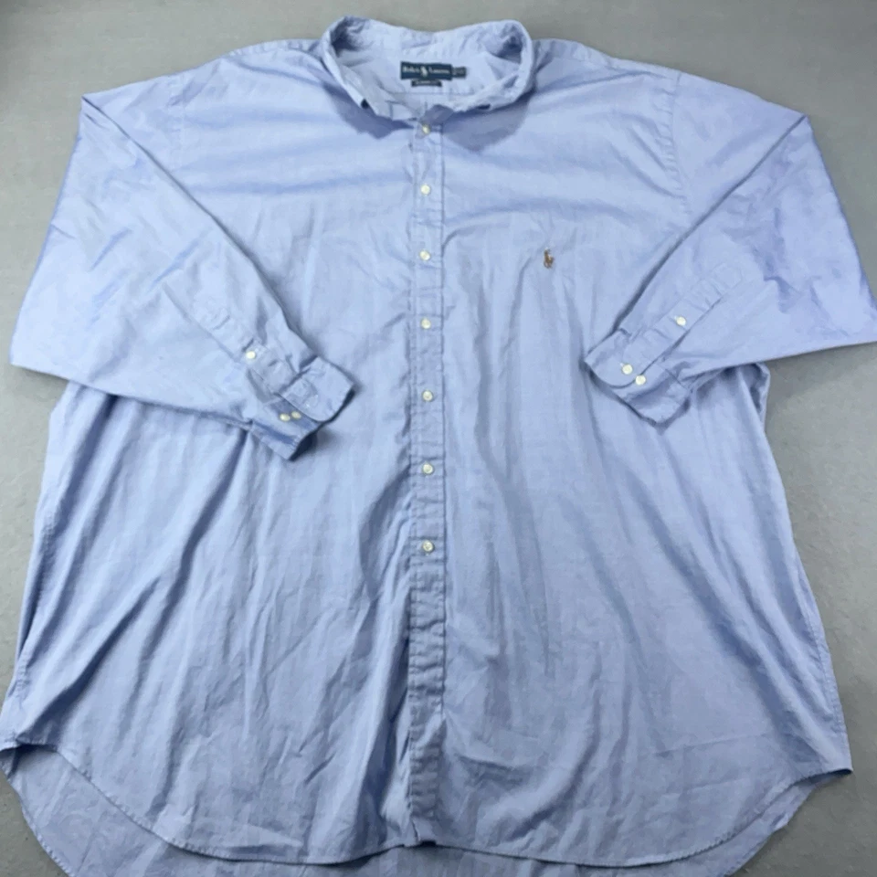 Ralph Lauren Big & Tall 5XLT 22 36/37 Blue Flesh Pony Oxford Shirt Long Sleeve - Image 2 of 4