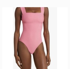 Bondi Born Gwen Square Neck Rose Pink One Piece Swimsuit Sz L Nice 