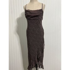 VTG Rampage 13 L Cowl Neck Slip Dress Micro Floral Ruffle Y2K 90s Grunge Midi