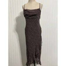 VTG Rampage 13 L Cowl Neck Slip Dress Micro Floral Ruffle Y2K 90s Grunge Midi