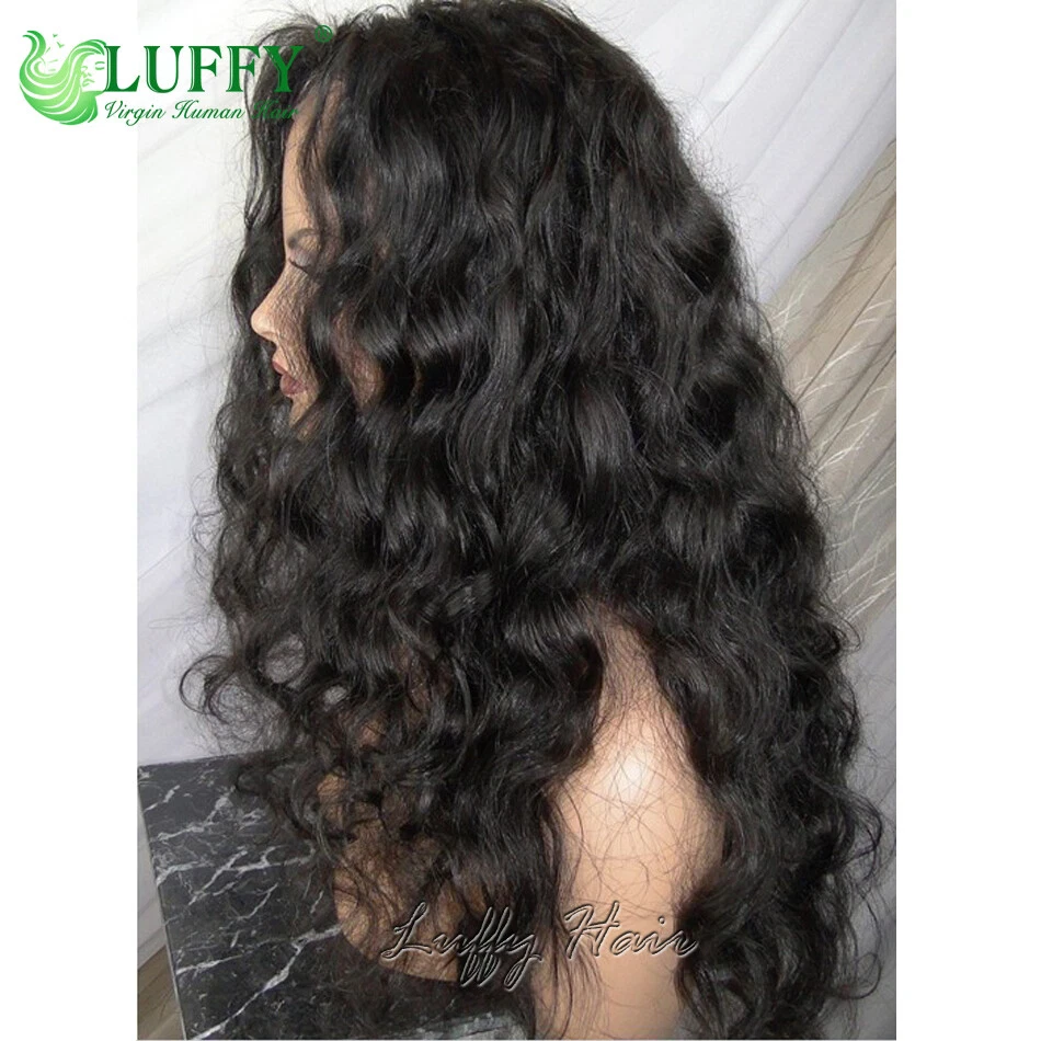 Pelucas delanteras brasileñas de cabello humano brasileño de encaje completo onda suelta profunda pre arrancadas 13*6 Foto 4 de 4