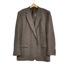 Canali Wool Blazer Suit Jacket Brown Size EU 62L US 52L Italy Two Button Tweed