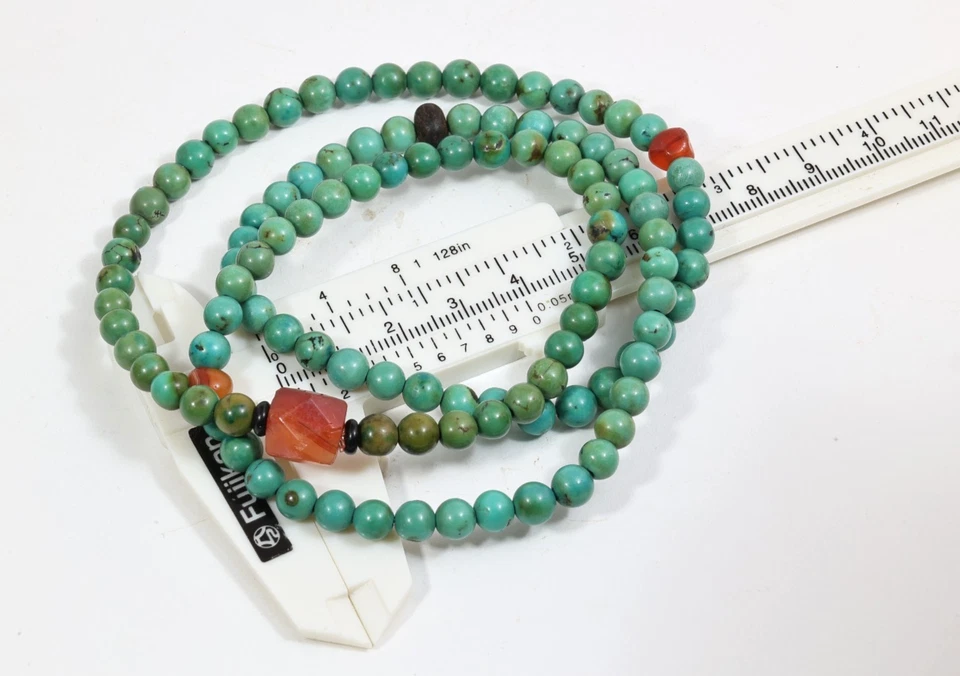 Qing Dynasty Natural Turquoise 108 Beads Mala Necklace | Tibetan Ancient Amulet - Image 4 of 4