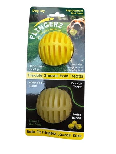 Flingerz Pet 2Pk Glow Fling Replacement Balls Dog Toy Fetch For Regular Thrower