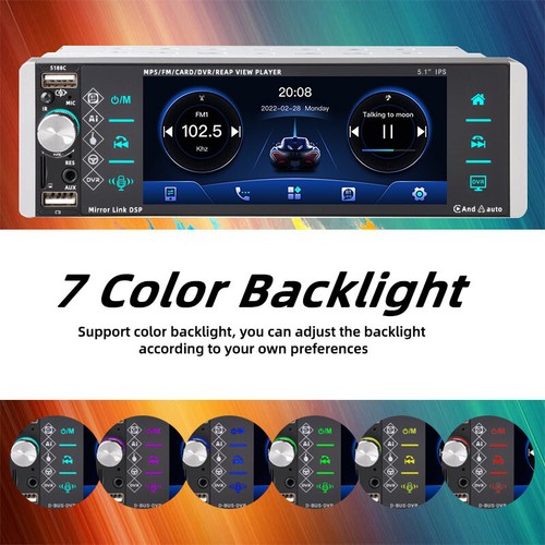 Single DIN Autoradio Stereo Bluetooth FM 3USB Android Auto Carplay Touchscreen - Bild 5 von 16