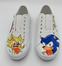 Custom Hand-Painted Sonic the Hedgehog Fan Art Shoes   Women  s Size 8.5