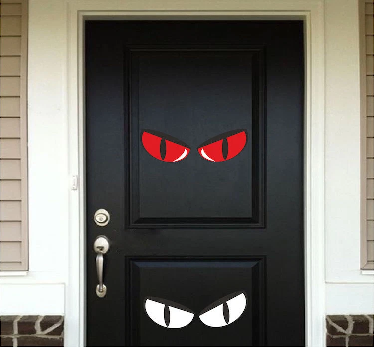 Calcomanías de pared ojos de miedo papel tapiz gatos Halloween decoraciones de temporada vinilo, h14 Foto 2 de 4