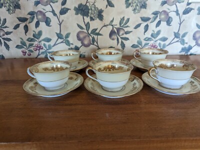 6-VINTAGE NORITAKE CHINA GOLDANA CUP/SAUCER SETS #7284 | eBay