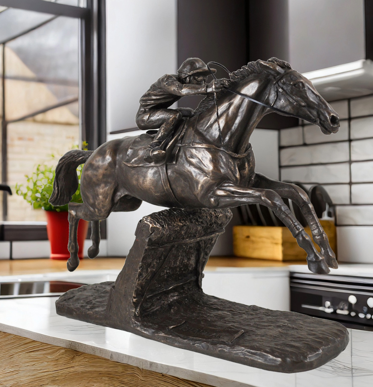 Istabraq by Harriet Glen Cold Cast Bronze Horse Racing Jockey Statue 33cm