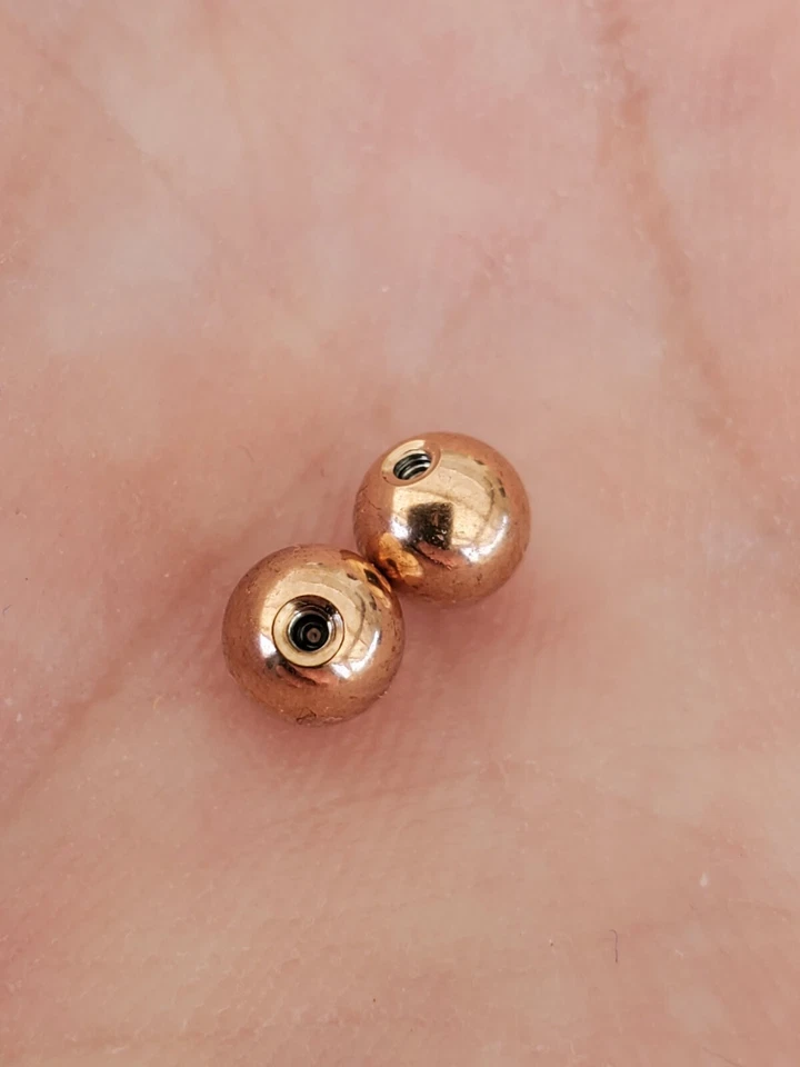 2 Bolas de Repuesto Roscadas Externas Color Oro Rosa 18g 16g 14g Color Foto 2 de 2