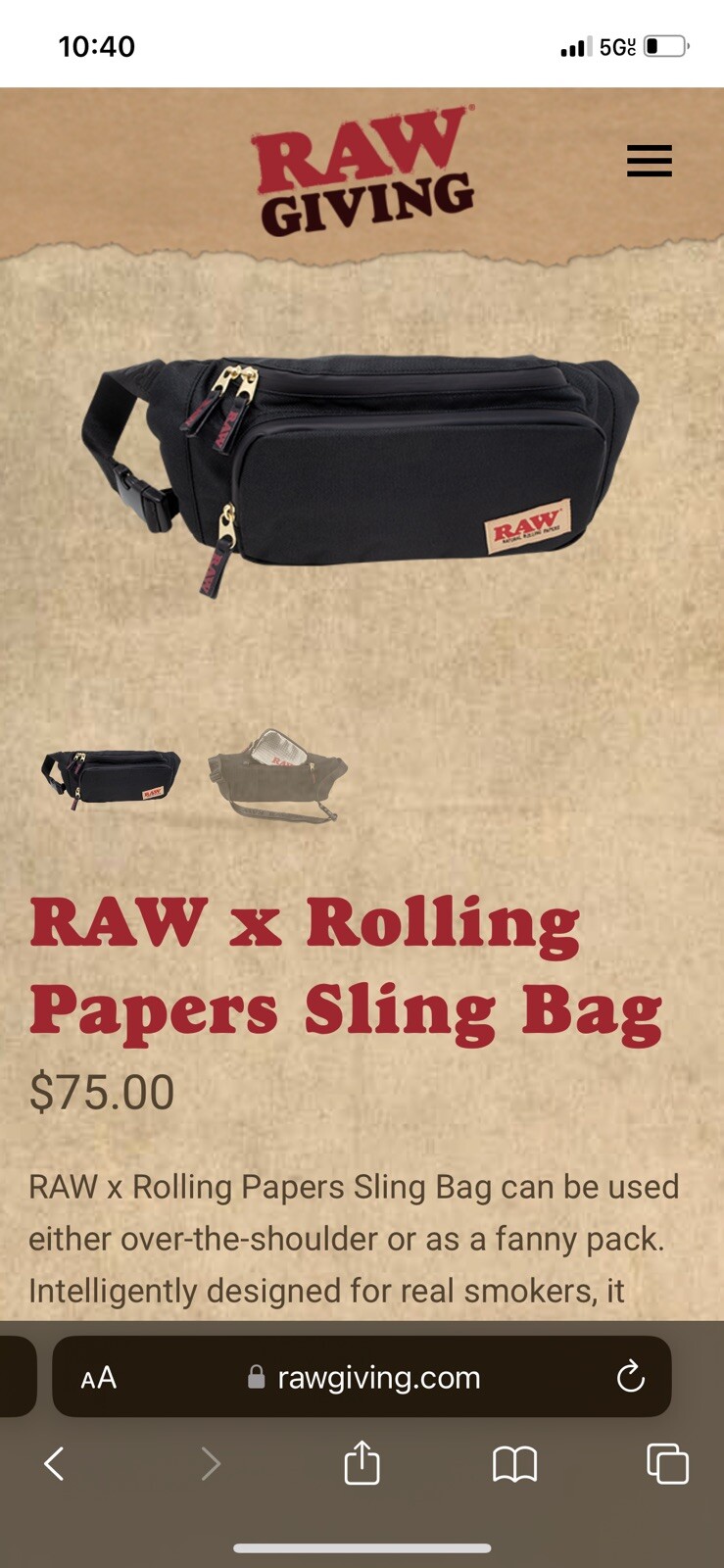 raw-x-rolling-papers-sling-bag-w-hidden-stash-black-ebay