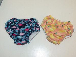 LOT Green Sprouts Baby Reusable Swim Diaper Snap Side Flamingo 18M Lemons 12M