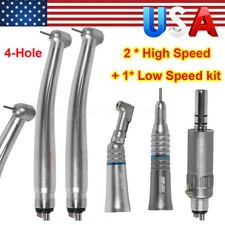 NSK Style Dental Handpiece 2*High Speed + 1*Low Speed Handpiece Kit 4-Hole SA
