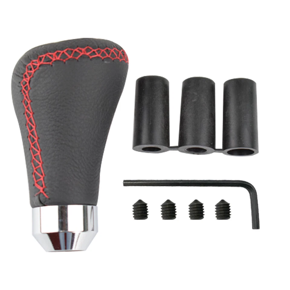 Car Gear Stick Shift Knob Shifter Lever Leather Black Universal Manual 5 Speed - Image 3 of 4