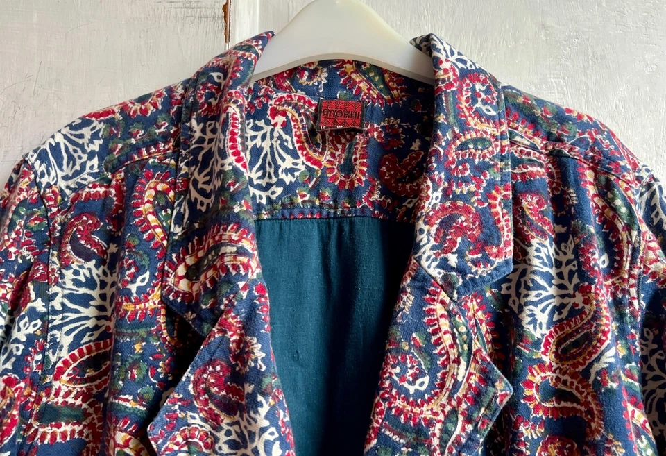 ANOKHI куртка 12 пейсли хлопок ручной блок напечатано винтажный большого размера - Изображение 3 из 4