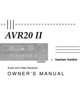 Harman Kardon AVR-20 Mk2 AV Receiver Owners Manual